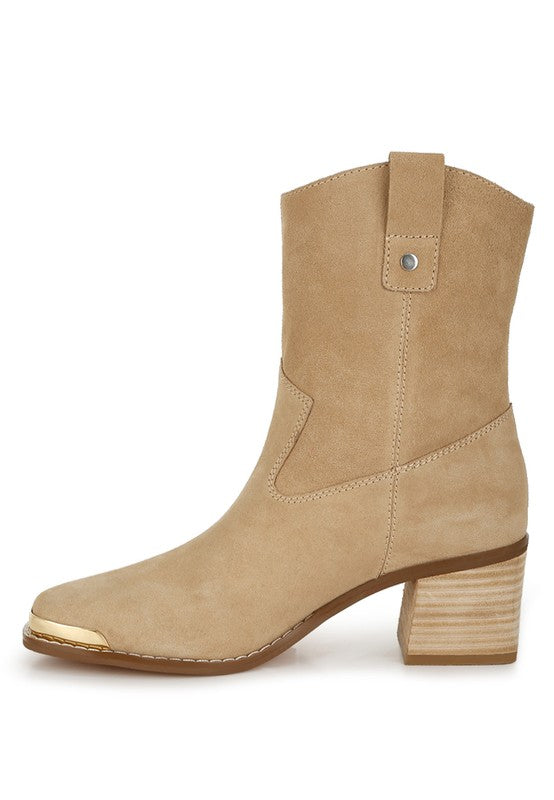 Emberly Suede Square Toe Ankle Boots