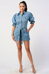 DENIM BUTTON DOWN ROMPER