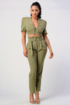 TWO PIECE PANT SET, BELT INCLUDED