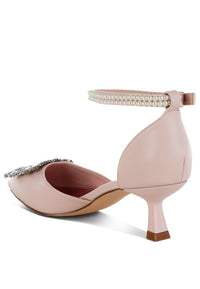 Onkana Diamante Brooch Kitten Heel Sandals