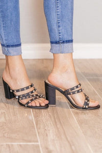 Strappy Block Heel with Studs