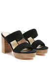 MILLE FEUX SUEDE SLIP-ON BLOCK HEELED SANDAL