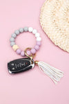 Silicone Color Block Key Ring Bracelet