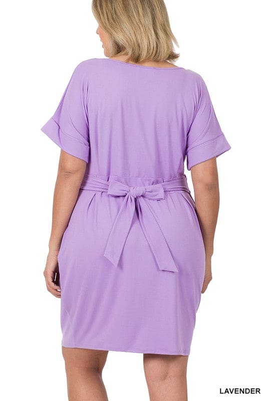 Plus Brushed Tie Belt Dress