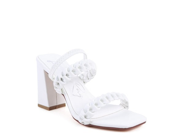 ARNIE BRAIDED BLOCK HEELED SLIDER SANDALS