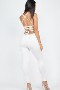 Criss-Cross Open Back Bodycon Jumpsuit