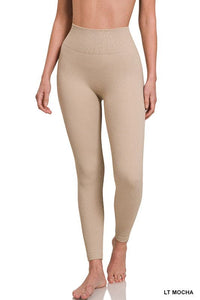 Ribbed Seamless High Waisted Full Length Leggings