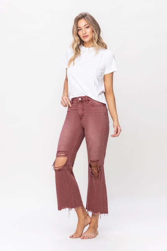 90's Vintage High Rise Crop Flare Jeans