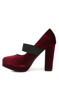 Krause High Block Heel Velvet Pumps