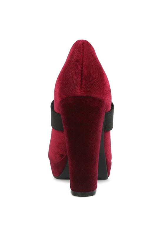 Krause High Block Heel Velvet Pumps