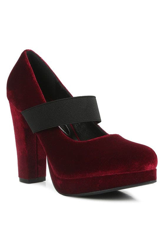 Krause High Block Heel Velvet Pumps