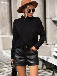 Fringe turtleneck sweater