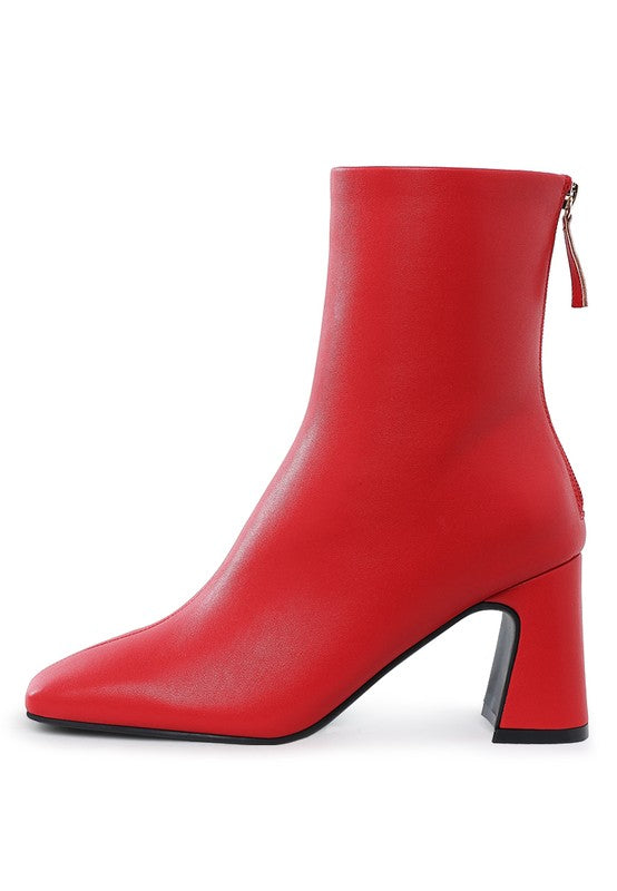 Neapolitan Faux Leather Square Toe Ankle Boots