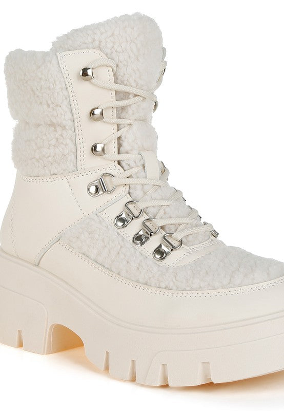 Wellerman Faux Fur Detail Chunky Hiker Boots