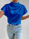 Mock neck satin blouse