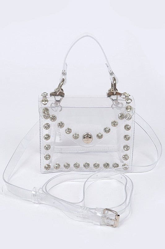 Rhinestone Studded Transparent Mini Stadium Bag