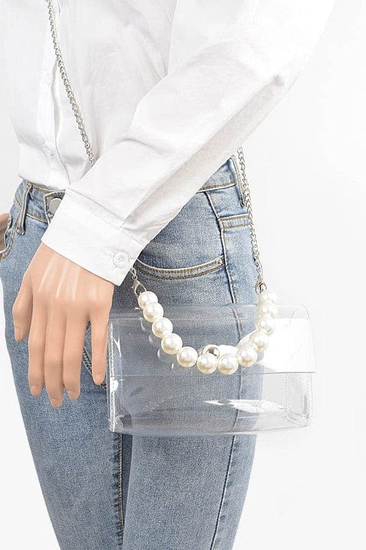 Pearl Handle Convertible Stadium Transparent Bag