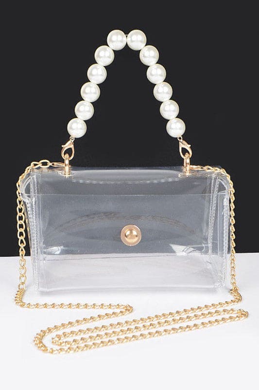 Pearl Handle Convertible Stadium Transparent Bag