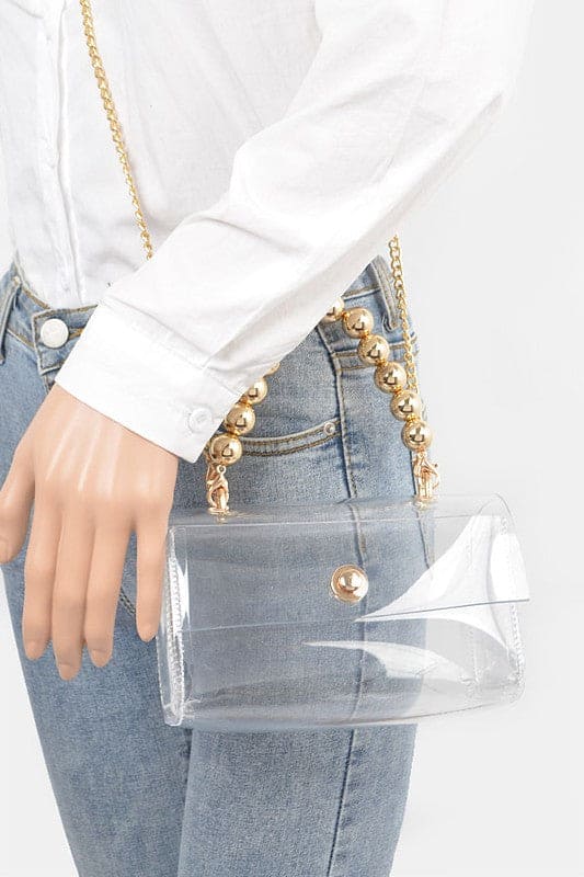 Beaded Handle Iconic Stadium Clutch Bag