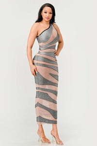 Metallic Bandage Mesh Insert Dress