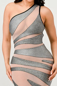 Metallic Bandage Mesh Insert Dress