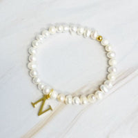 Freshwater Pearl Initial Charm Bracelet