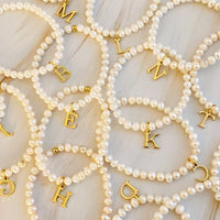 Freshwater Pearl Initial Charm Bracelet