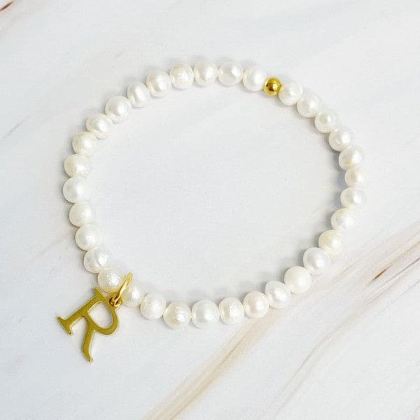 Freshwater Pearl Initial Charm Bracelet