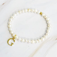 Freshwater Pearl Initial Charm Bracelet