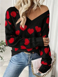 V-neck Heart Knit sweater