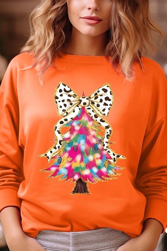 Faux Glitter Colorful Christmas Tree Sweatshirts