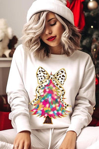 Faux Glitter Colorful Christmas Tree Sweatshirts