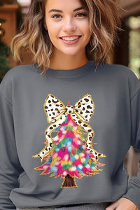 Faux Glitter Colorful Christmas Tree Sweatshirts