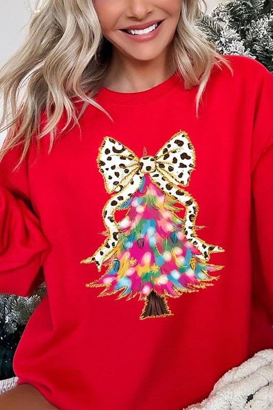 Faux Glitter Colorful Christmas Tree Sweatshirts