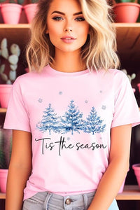 Blue Christmas Trees Tis the season Graphic Tee