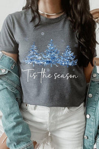 Blue Christmas Trees Tis the season Graphic Tee