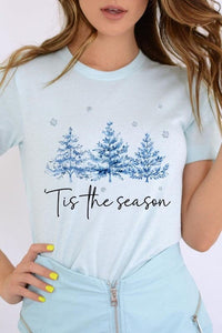 Blue Christmas Trees Tis the season Graphic Tee