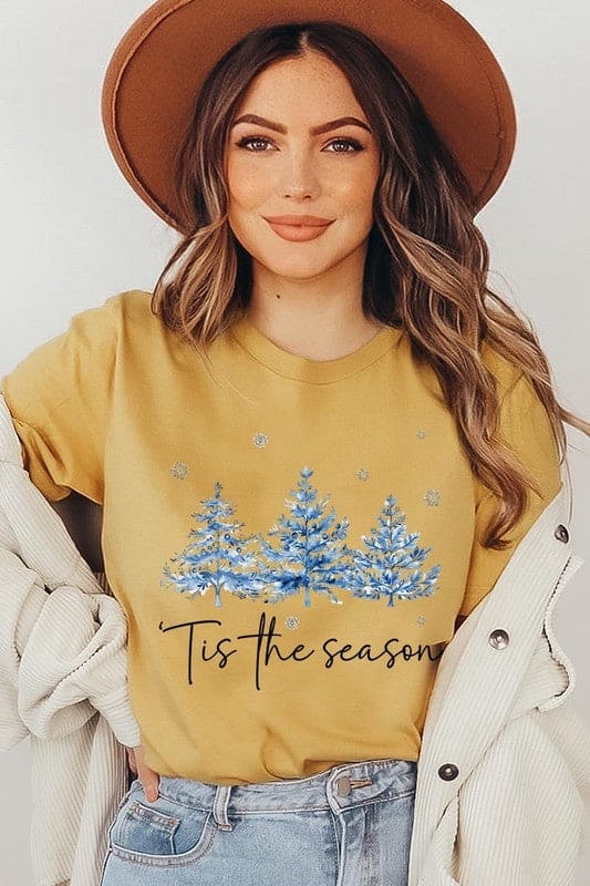 Blue Christmas Trees Tis the season Graphic Tee