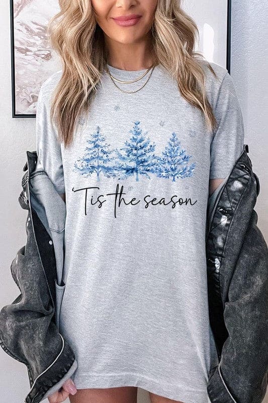 Blue Christmas Trees Tis the season Graphic Tee