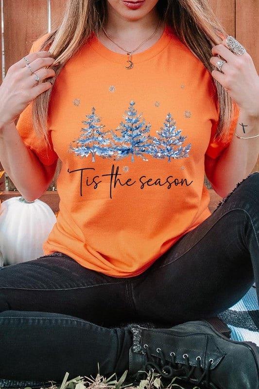 Blue Christmas Trees Tis the season Graphic Tee