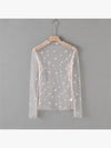 Mesh flower pattern long sleeve top