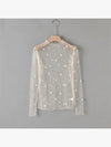 Mesh flower pattern long sleeve top