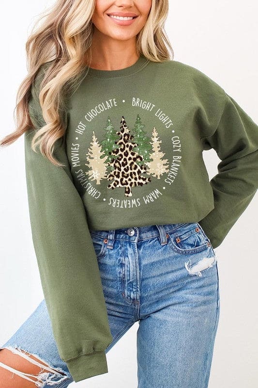 Christmas Trees Graphic Fleece Sweatshirts