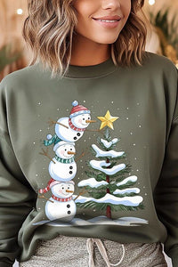 Cute Christmas Snowman Graphic Fleece Sweatshirts