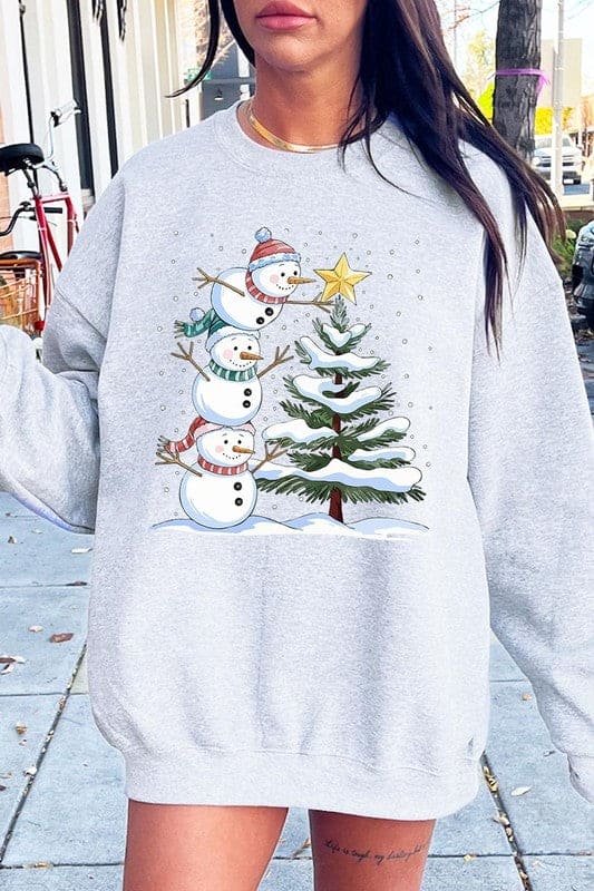 Cute Christmas Snowman Graphic Fleece Sweatshirts