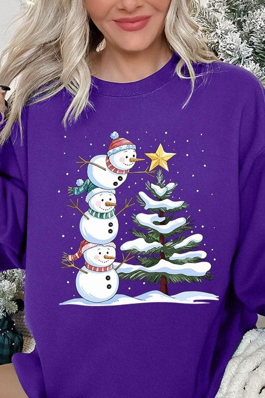 Cute Christmas Snowman Graphic Fleece Sweatshirts