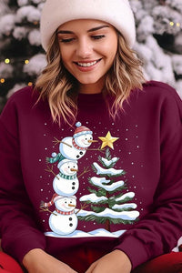 Cute Christmas Snowman Graphic Fleece Sweatshirts