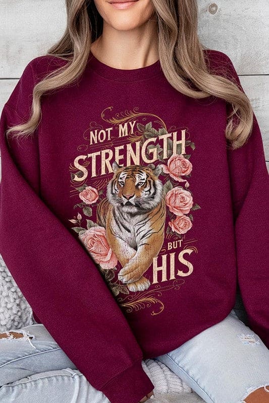 Not My Strength But His Tiger Graphic Sweatshirts