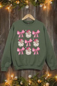 Coquette Pink Christmas Graphic Fleece Sweatshirts