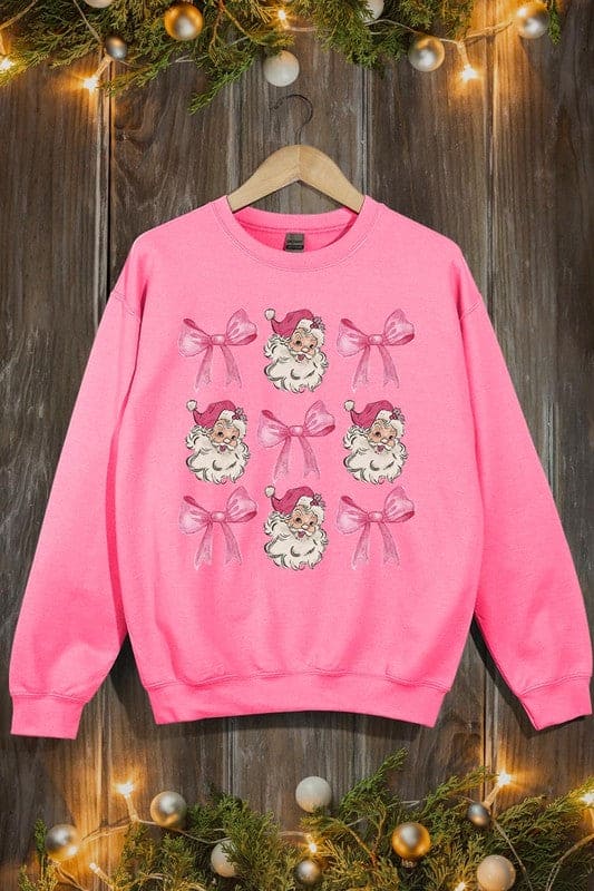 Coquette Pink Christmas Graphic Fleece Sweatshirts